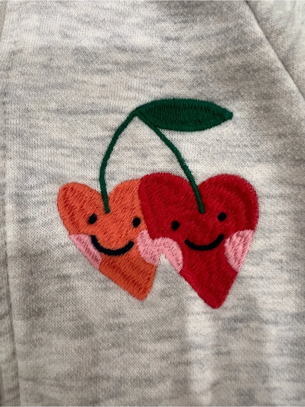 Old Navy Cream Zip Hoodie with Embroidered Cherry Patch